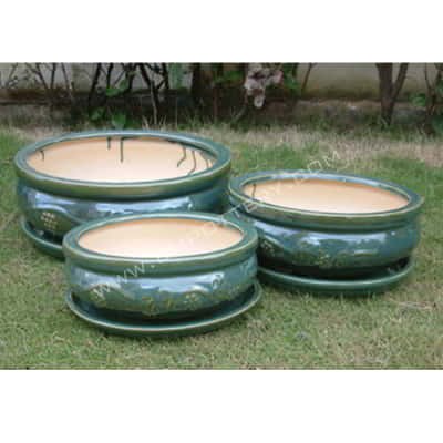 Bonsai Pots-CE-958-D35-DGREEN-SET-3